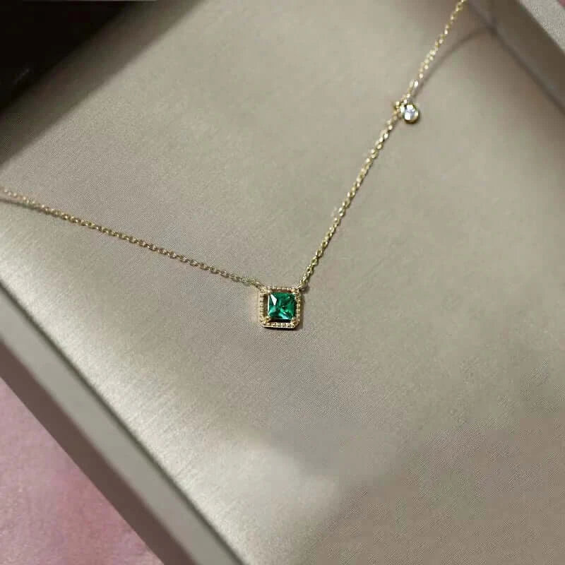 Emerald Crystal Chain Necklace
