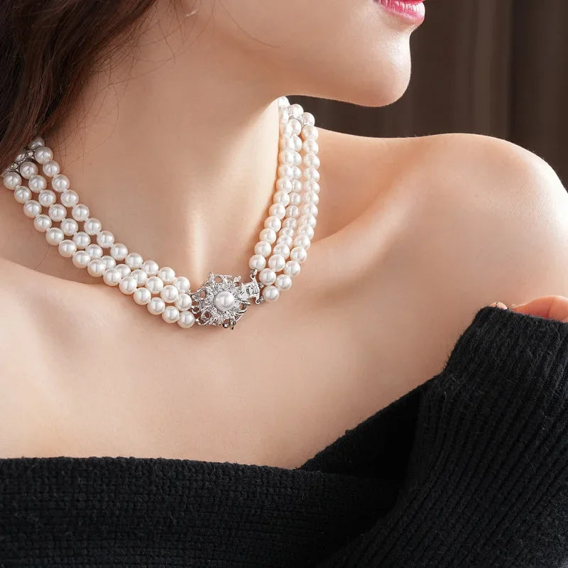 Flower Multi-layer Pearl Jewelry Set