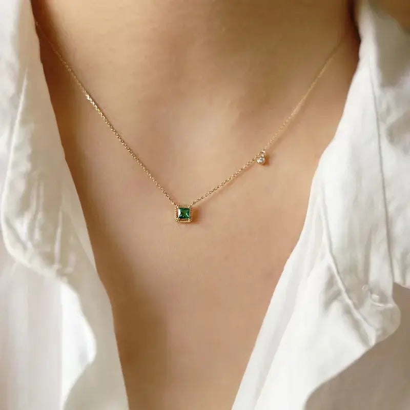 Emerald Crystal Chain Necklace