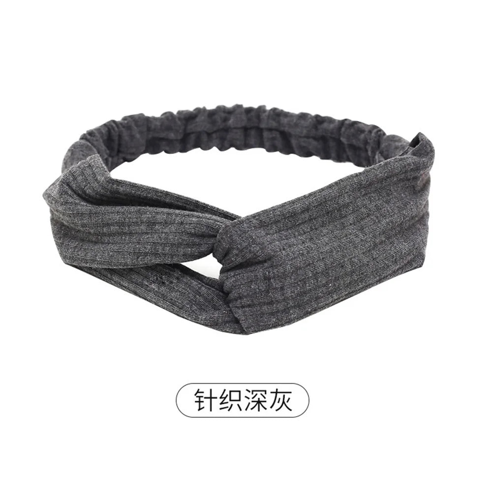 Women Headband Bohemian Elastic Hair Bands Soft Solid Color Girls Hairband Hair Accessories Twisted Knotted Headwrap