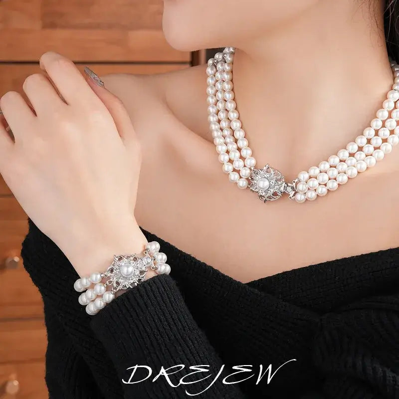 Flower Multi-layer Pearl Jewelry Set