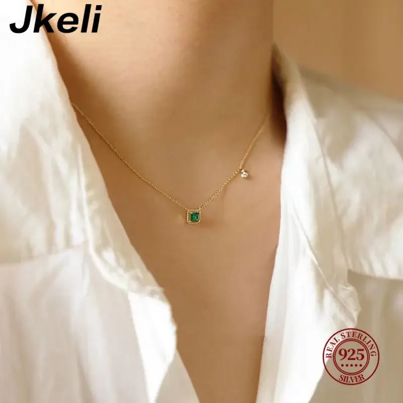 Emerald Crystal Chain Necklace