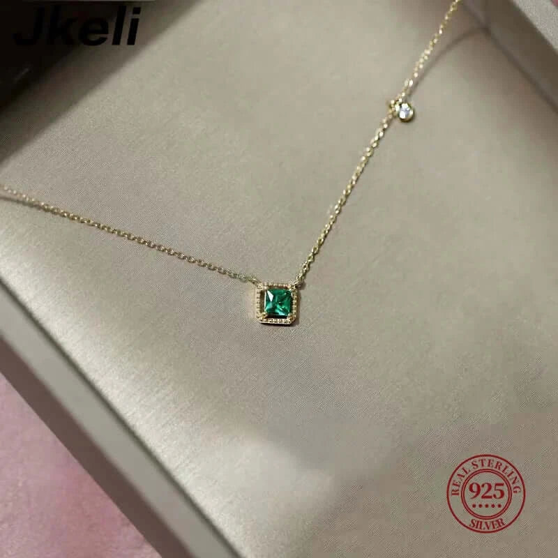 Emerald Crystal Chain Necklace